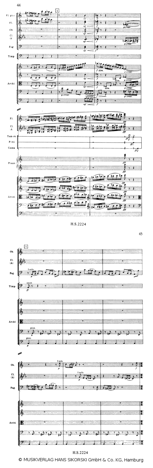 Schostakowitsch Symphonie Nr.1 2.Satz Scherzo, Ausschnitt - © MUSIKVERLAG HANS SIKORSKI GmbH & Co. KG, Hamburg - Abdruck mit frdl. Genehmigung